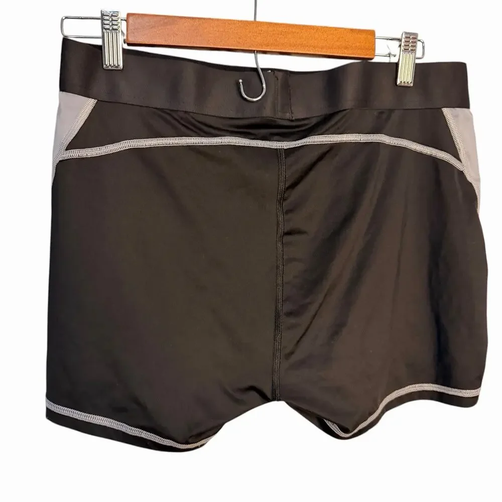 Victoria's Secret Sport Hot Mini Shorts Womens Large Gray Black Athletic Stretch